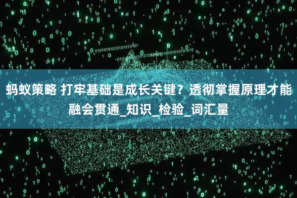 蚂蚁策略 打牢基础是成长关键？透彻掌握原理才能融会贯通_知识_检验_词汇量