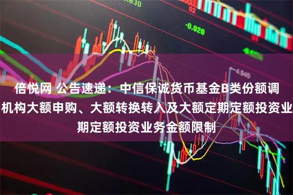 倍悦网 公告速递：中信保诚货币基金B类份额调整部分销售机构大额申购、大额转换转入及大额定期定额投资业务金额限制